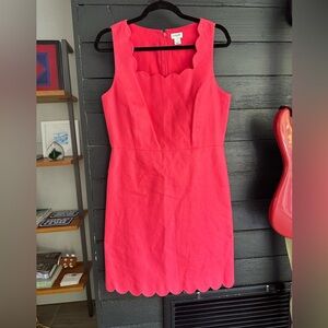 J. Crew Vibrant Pink Scalloped Mini Dress